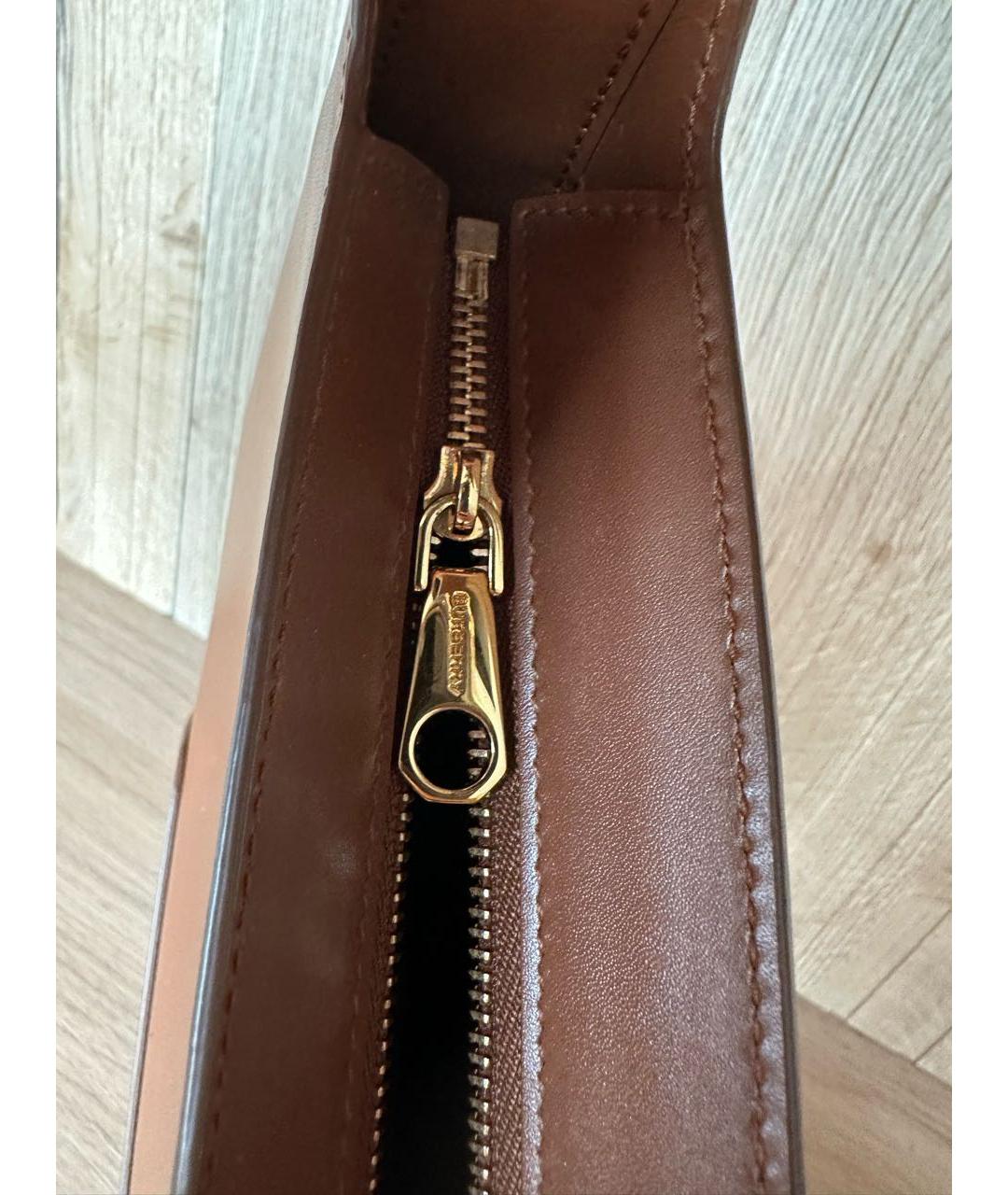 BURBERRY Коричневая кожаная сумка с короткими ручками, фото 5