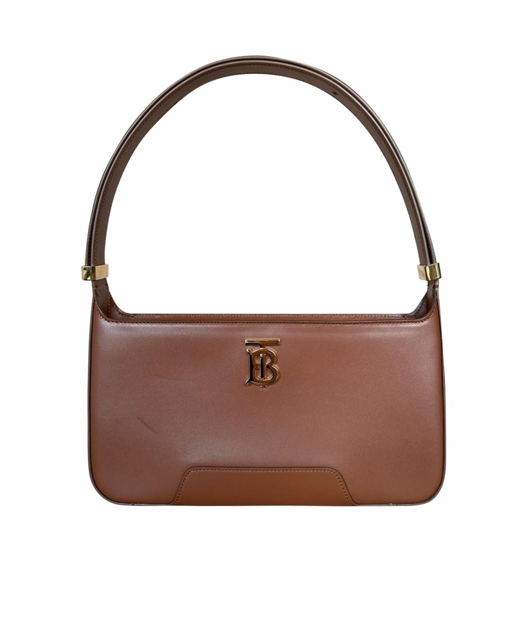 BURBERRY Коричневая кожаная сумка с короткими ручками, фото 1