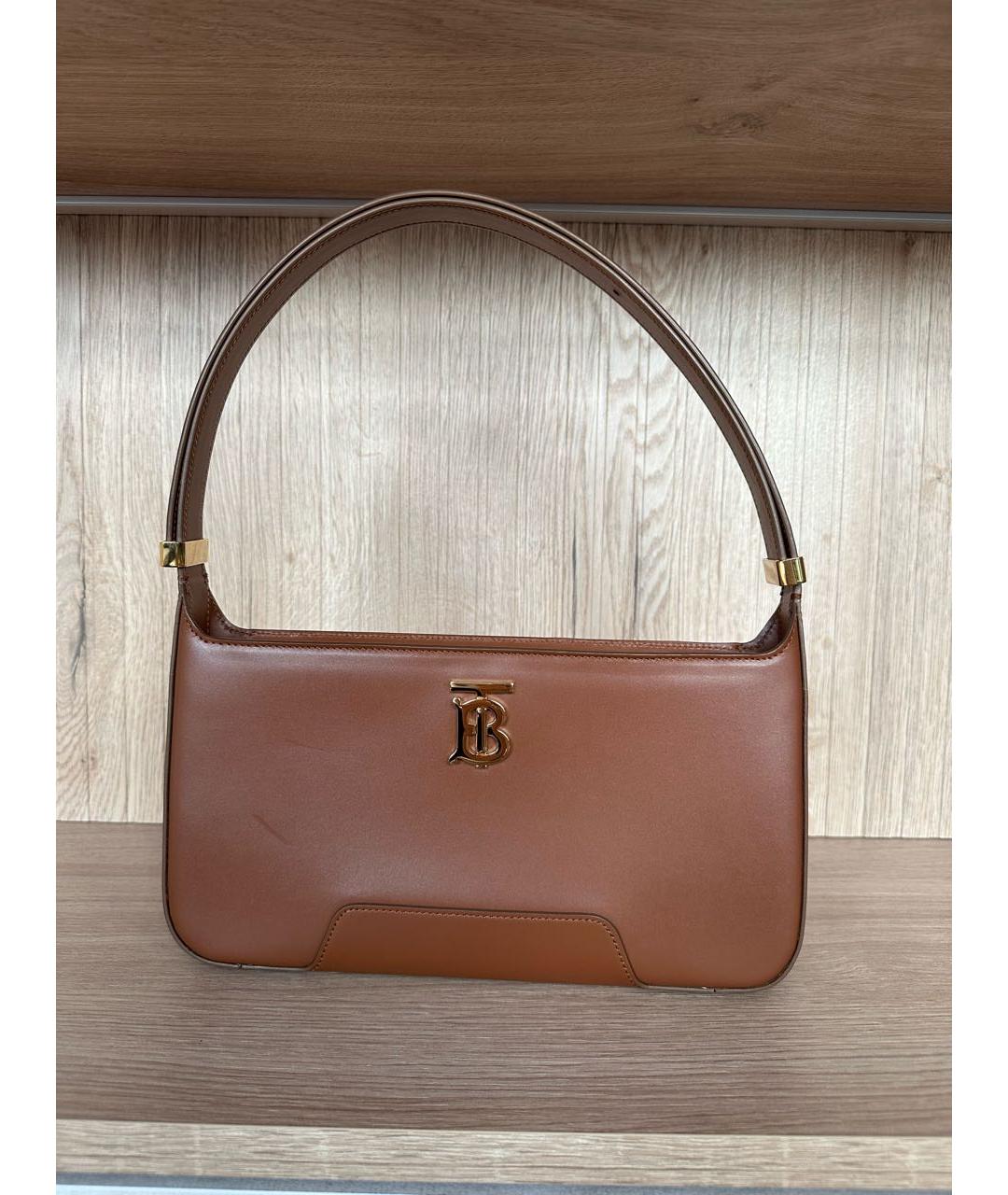 BURBERRY Коричневая кожаная сумка с короткими ручками, фото 6