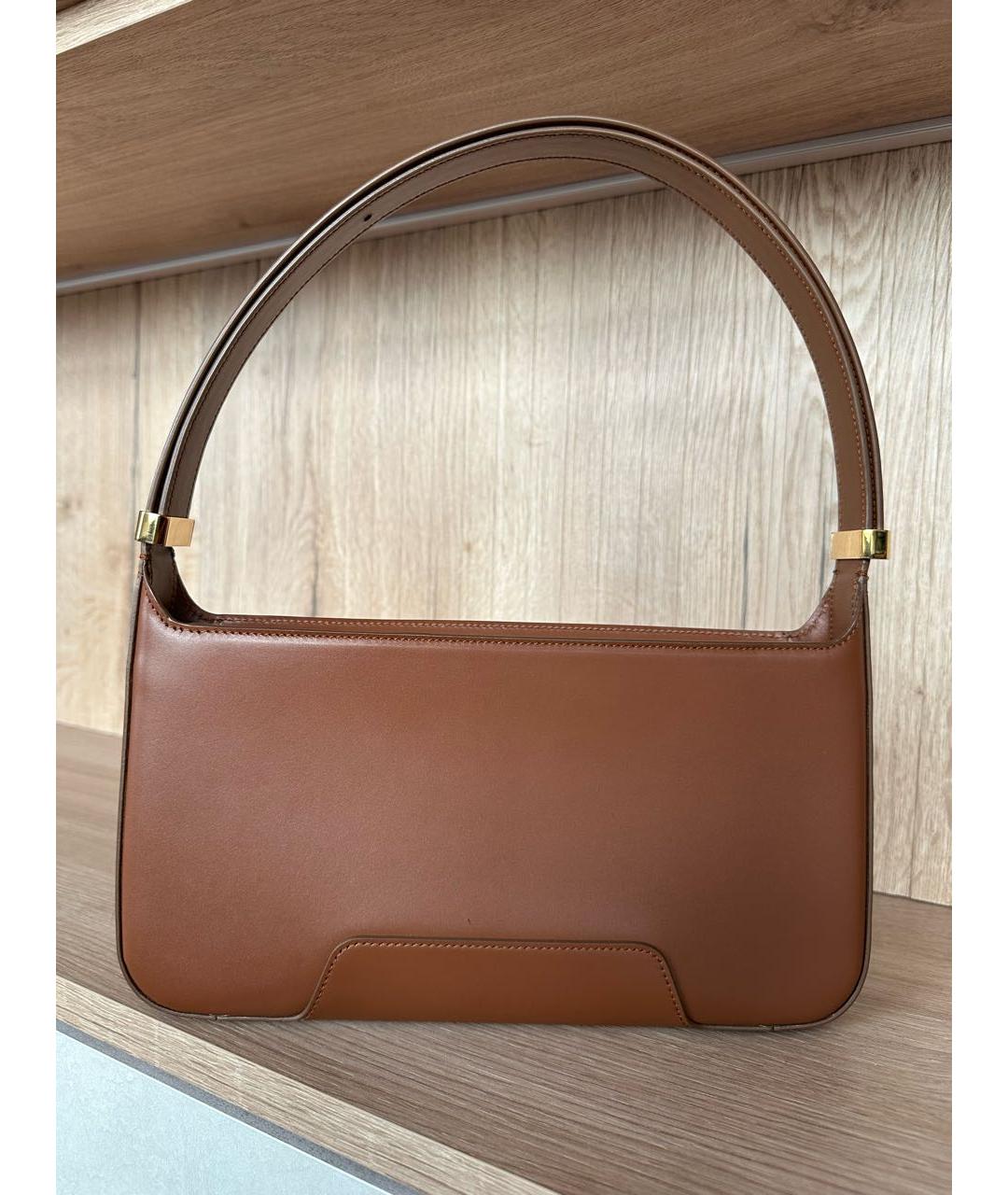 BURBERRY Коричневая кожаная сумка с короткими ручками, фото 2