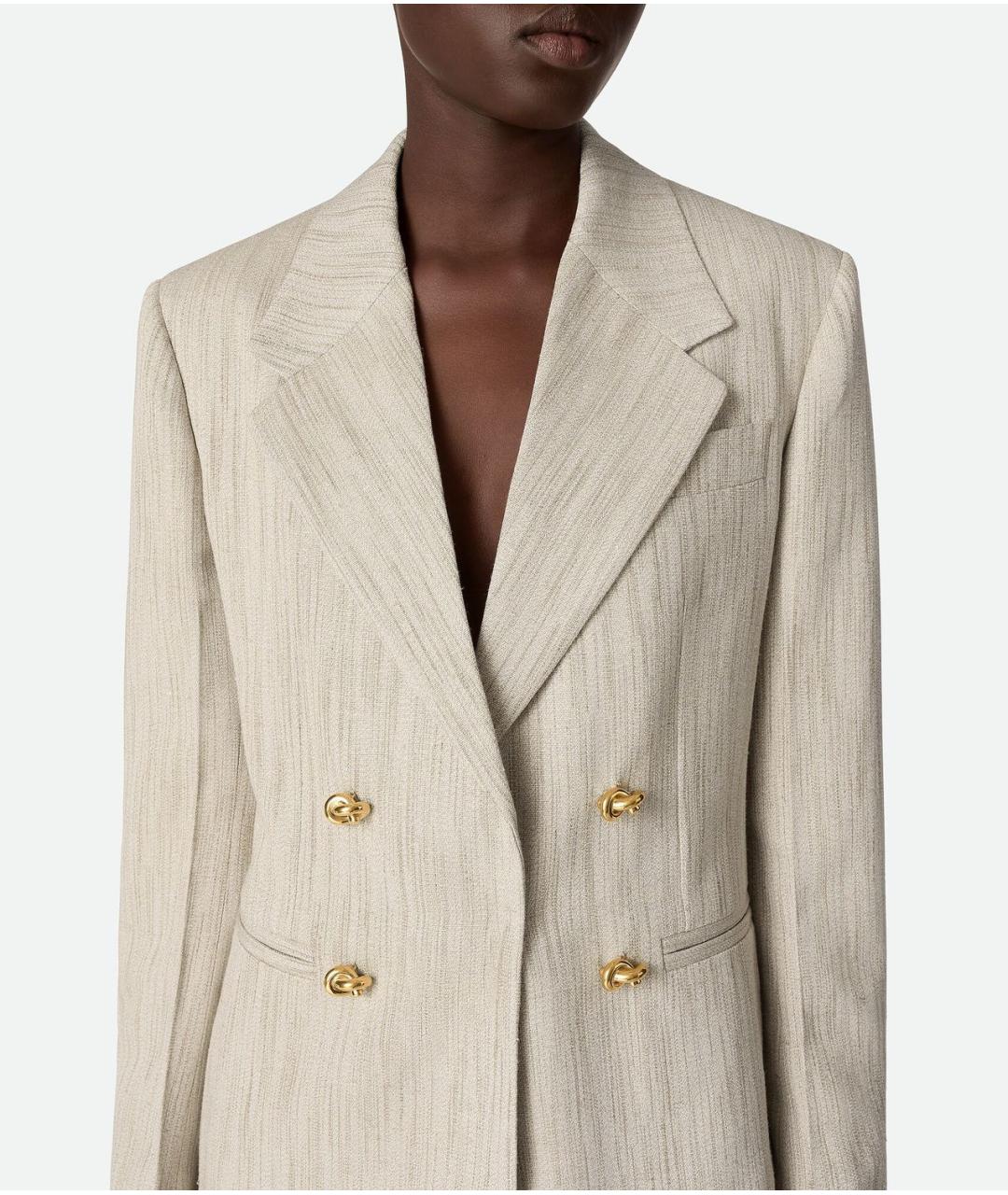 BOTTEGA VENETA Бежевый полиэстеровый жакет/пиджак, фото 4