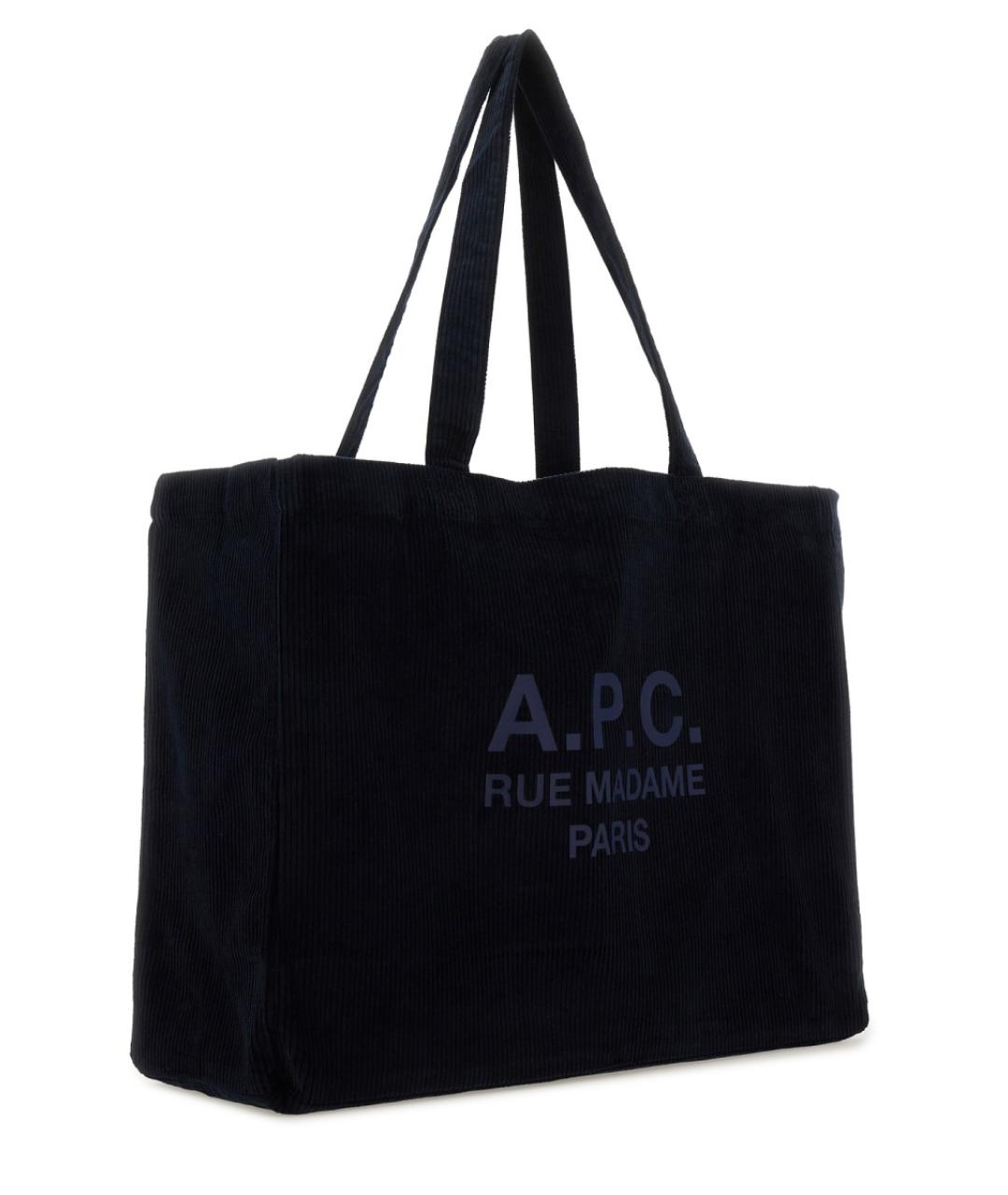 A.P.C. Темно-синяя хлопковая сумка тоут, фото 3