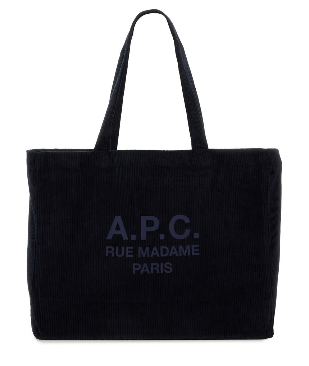 A.P.C. Темно-синяя хлопковая сумка тоут, фото 1