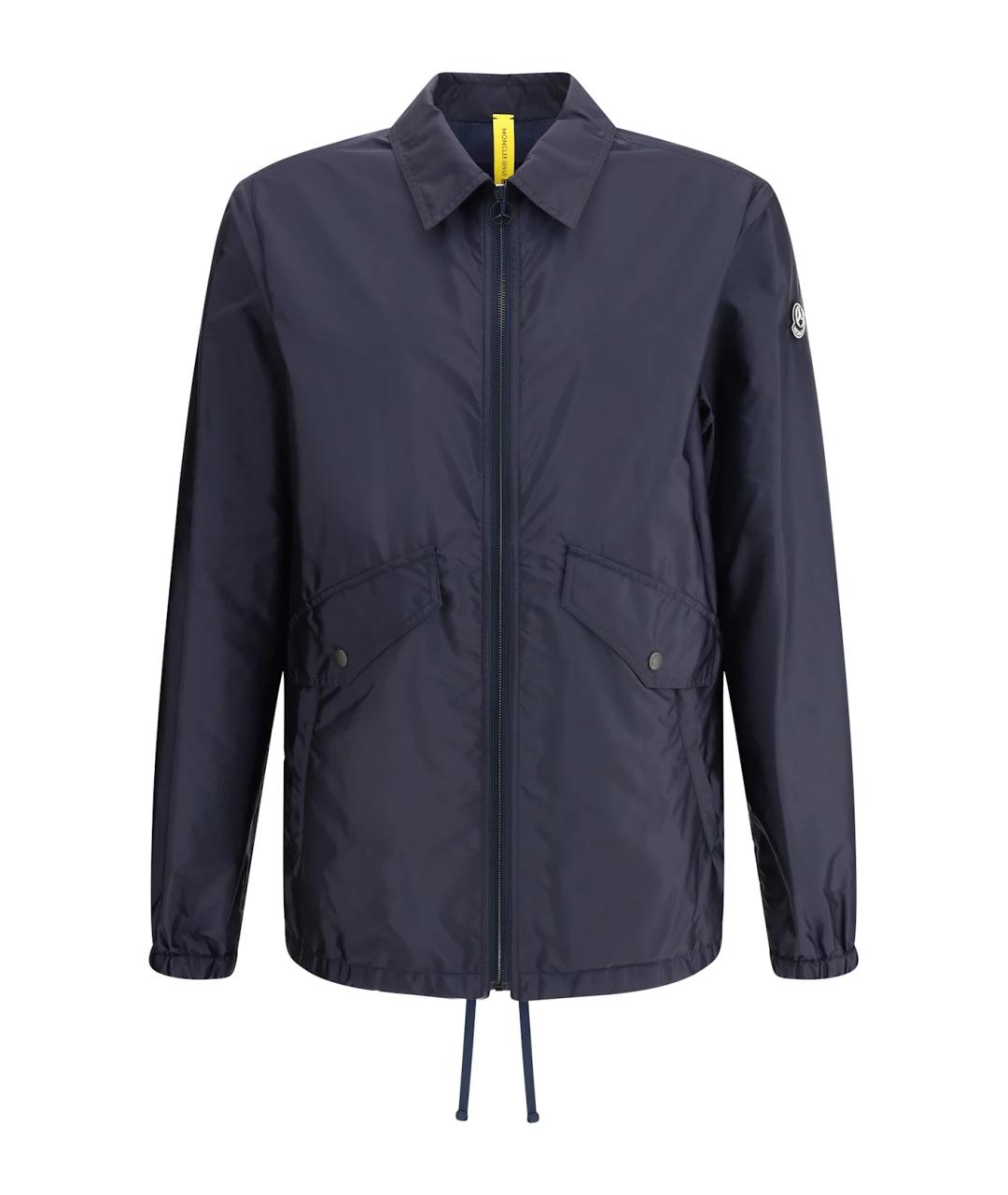MONCLER Темно-синяя полиэстеровая куртка, фото 1
