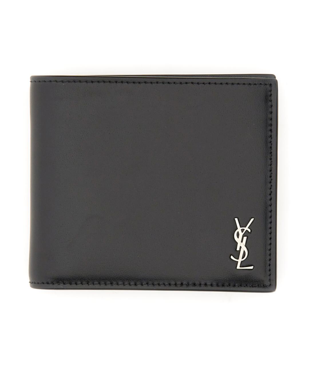 SAINT LAURENT Черный кожаный кошелек, фото 1