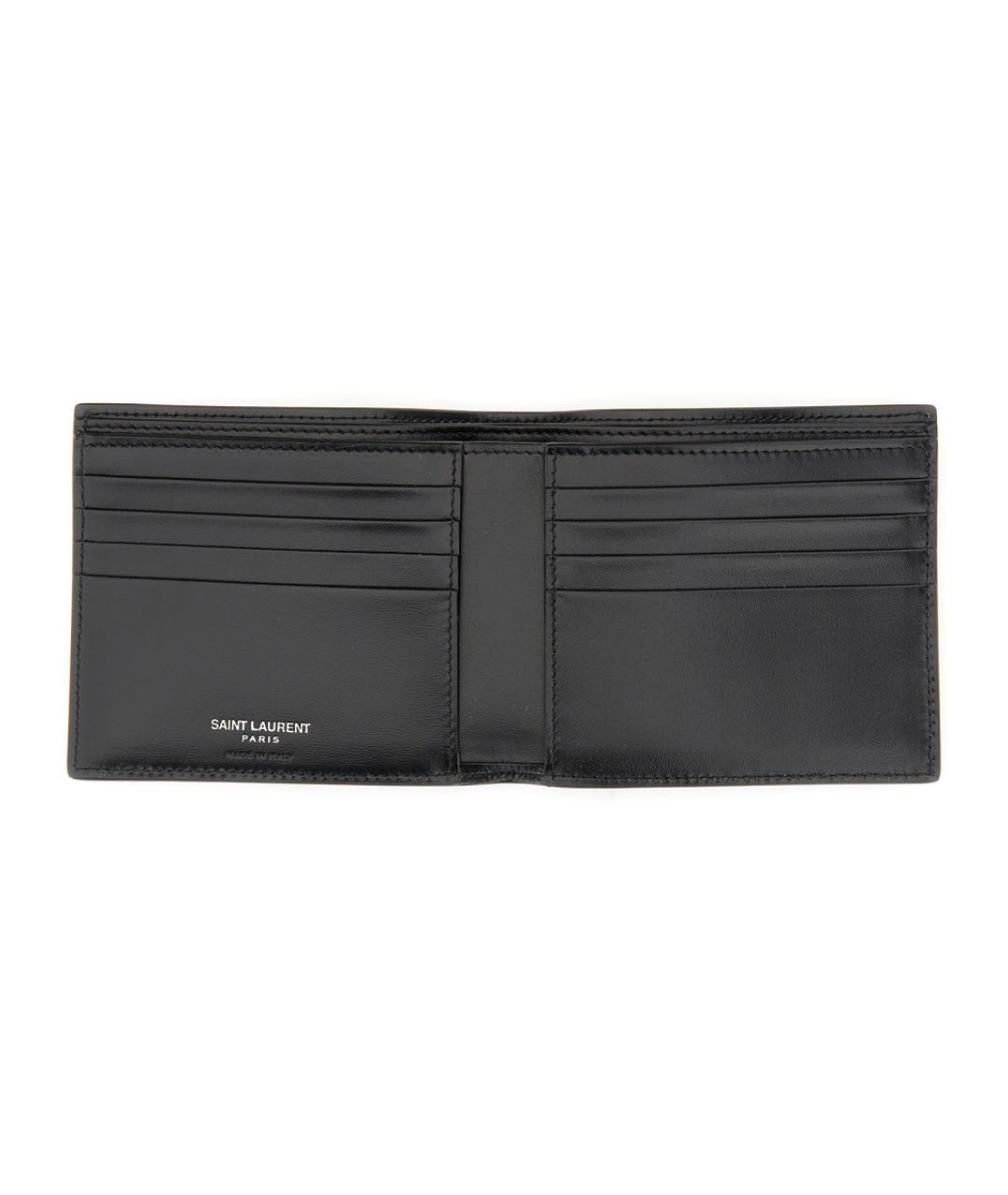 SAINT LAURENT Черный кожаный кошелек, фото 3