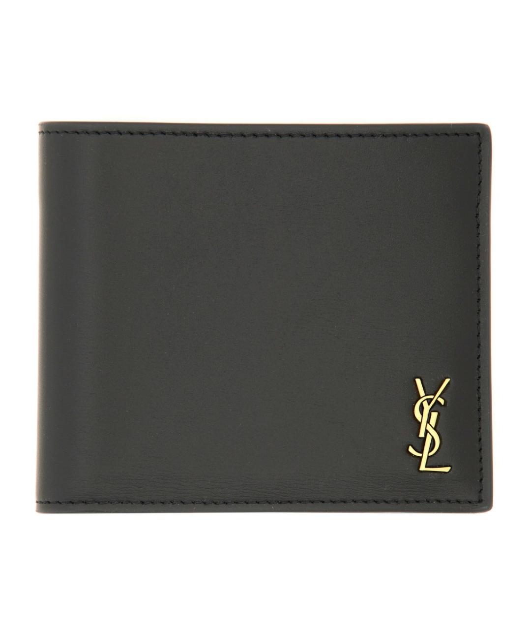 SAINT LAURENT Черный кожаный кошелек, фото 1