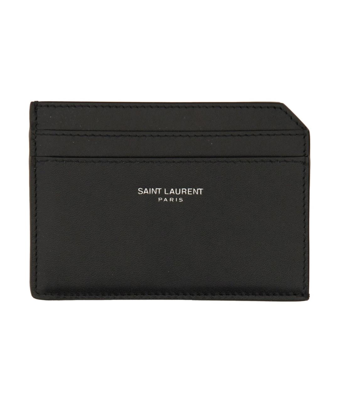 SAINT LAURENT Черный кожаный кардхолдер, фото 1