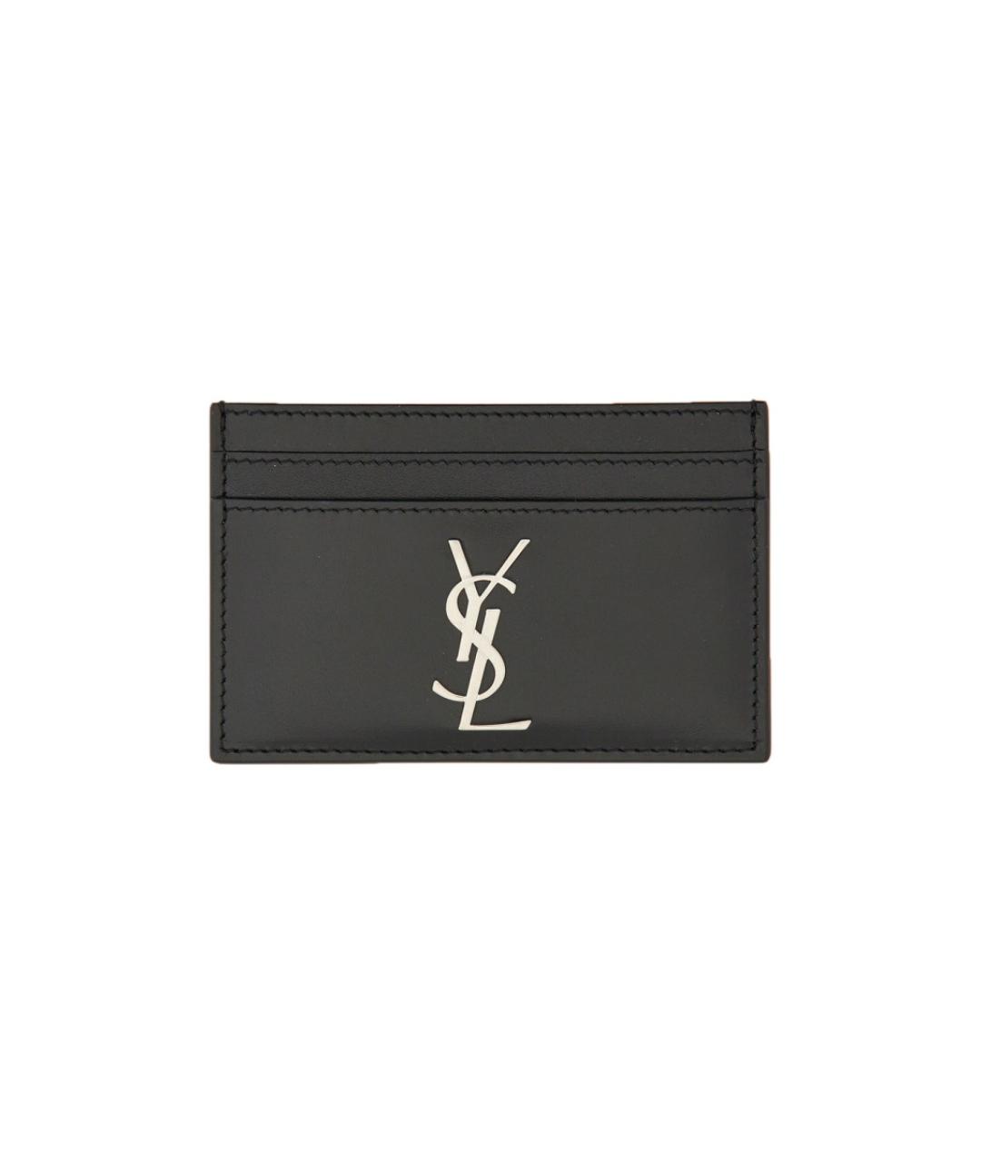 SAINT LAURENT Черный кожаный кардхолдер, фото 1