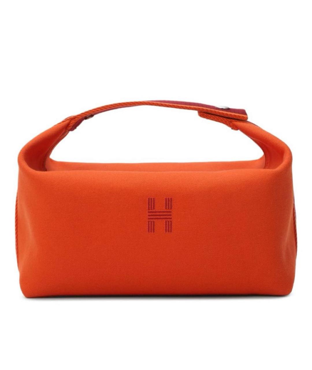 HERMES Оранжевая тканевая косметичка, фото 1
