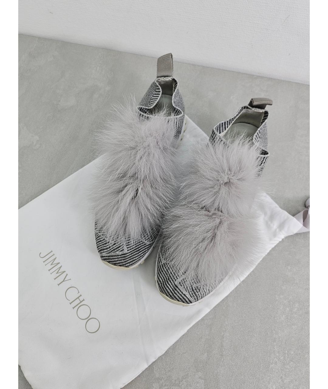 JIMMY CHOO Серые текстильные кроссовки, фото 7