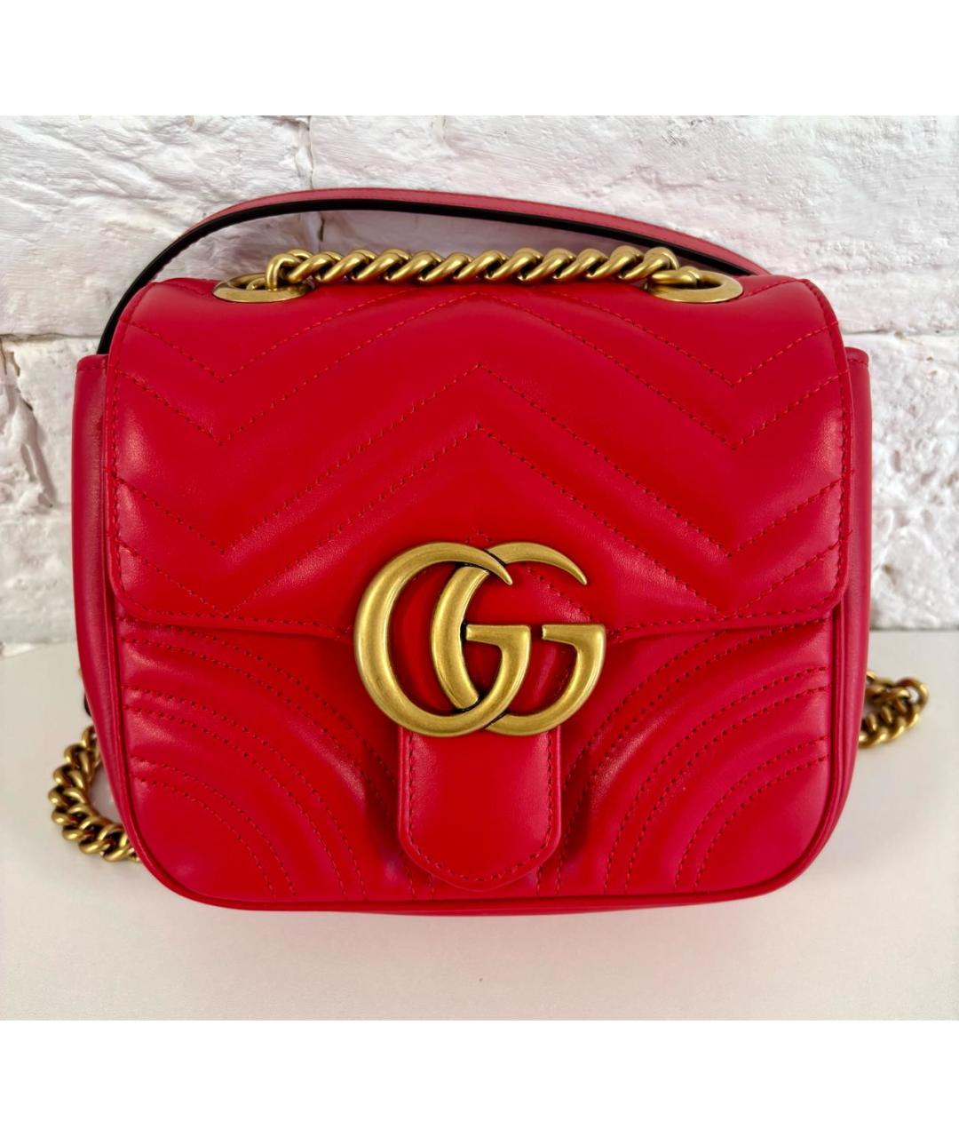GUCCI Красная кожаная сумка через плечо, фото 8