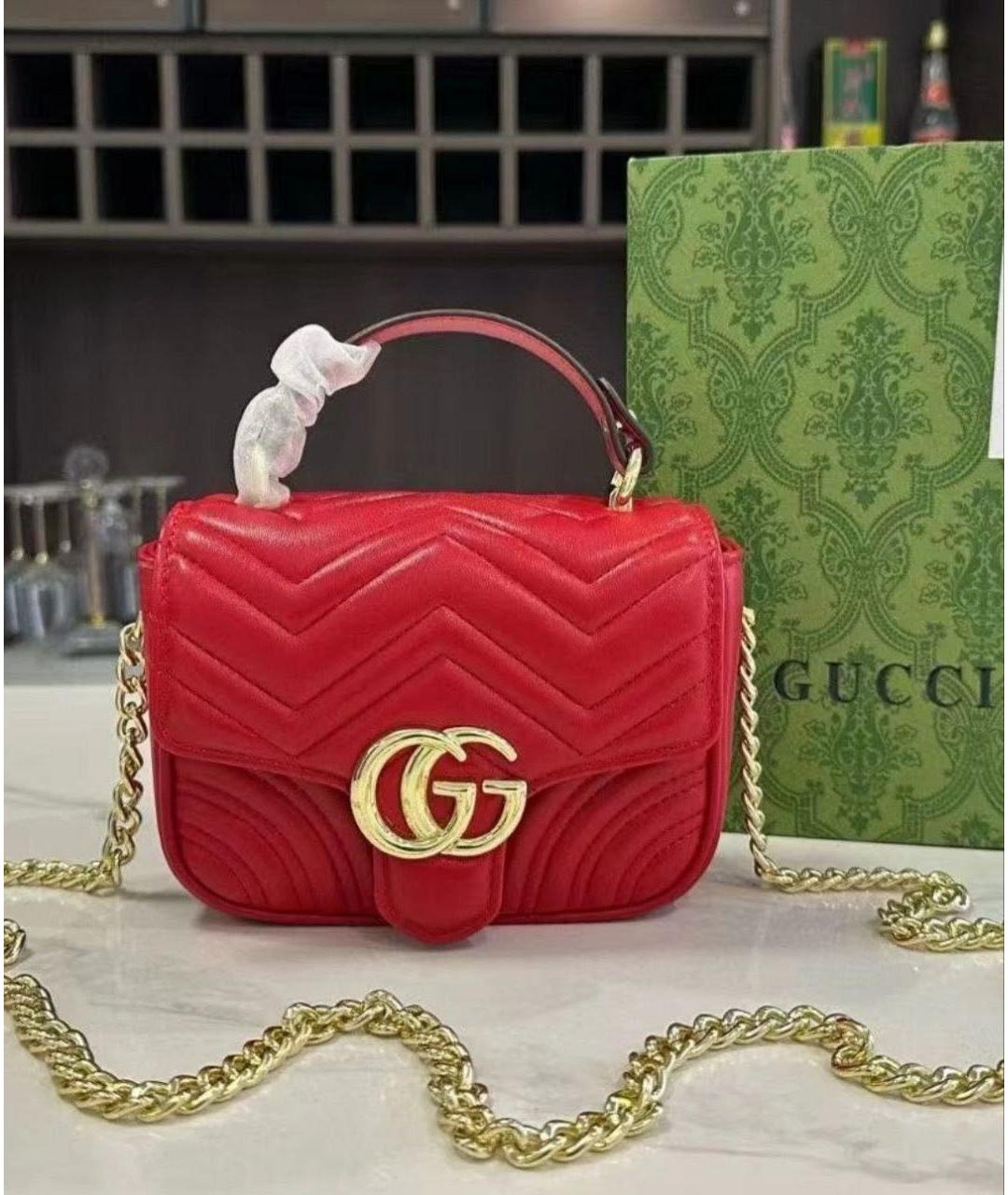 GUCCI Красная кожаная сумка через плечо, фото 9