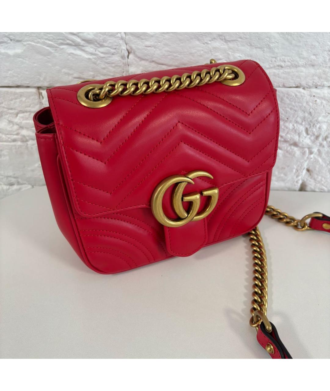GUCCI Красная кожаная сумка через плечо, фото 5