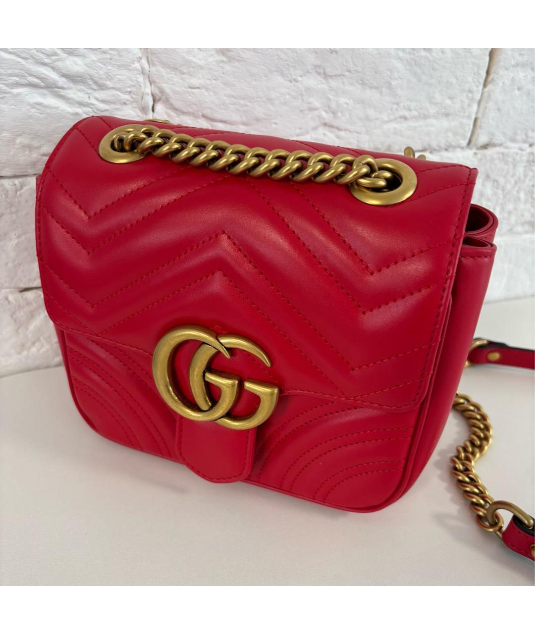 GUCCI Красная кожаная сумка через плечо, фото 2