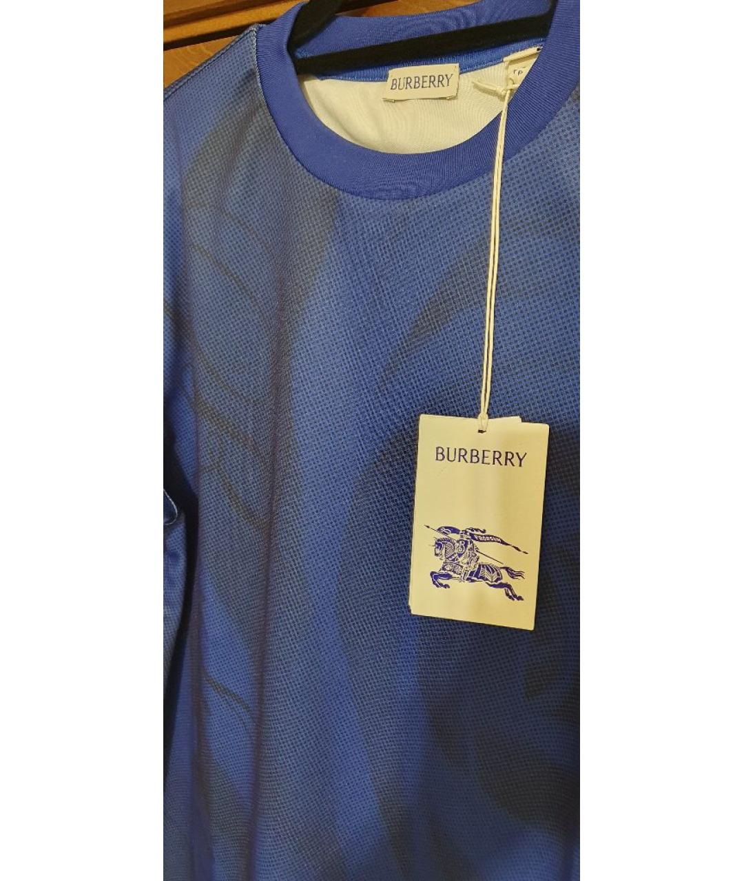 BURBERRY Синяя полиэстеровая футболка, фото 9