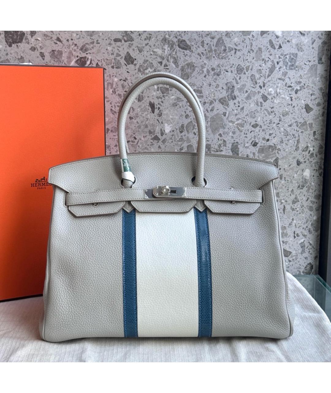 HERMES Серая кожаная сумка через плечо, фото 3