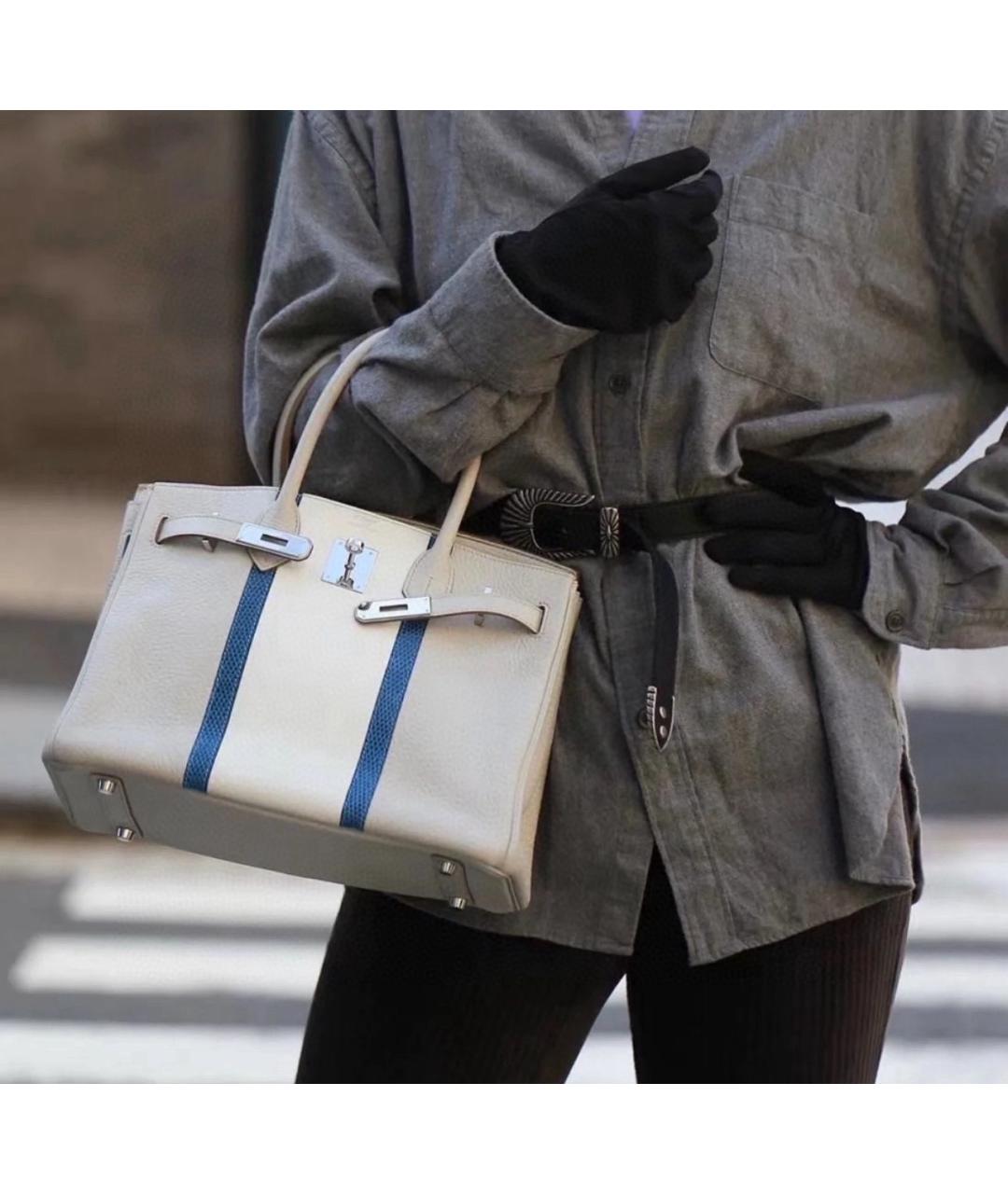 HERMES Серая кожаная сумка через плечо, фото 6