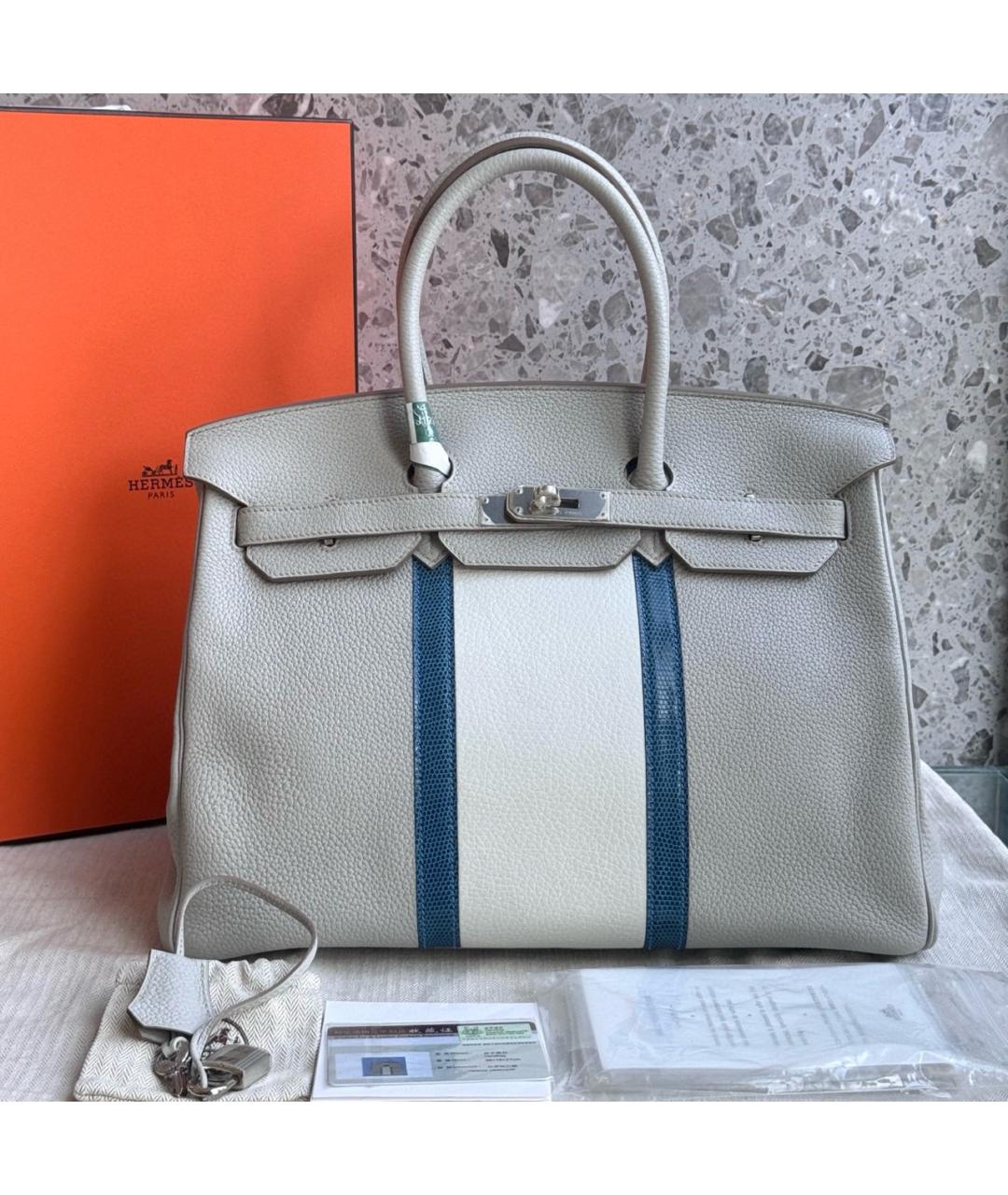 HERMES Серая кожаная сумка через плечо, фото 2