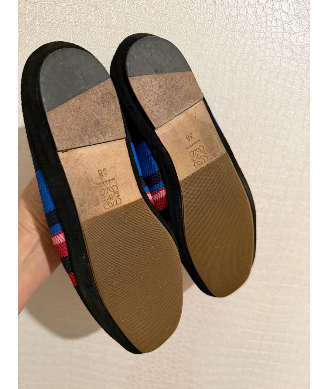 LOEWE Темно-синие текстильные мокасины, фото 4