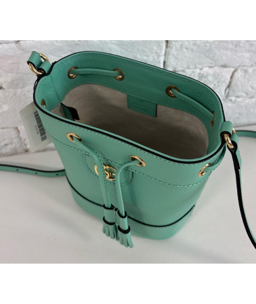 GUCCI Бирюзовая кожаная сумка через плечо, фото 5