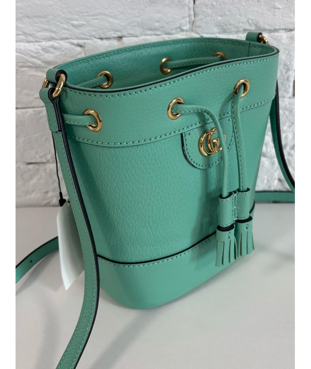 GUCCI Бирюзовая кожаная сумка через плечо, фото 8