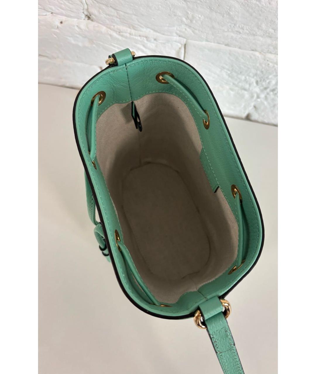 GUCCI Бирюзовая кожаная сумка через плечо, фото 4