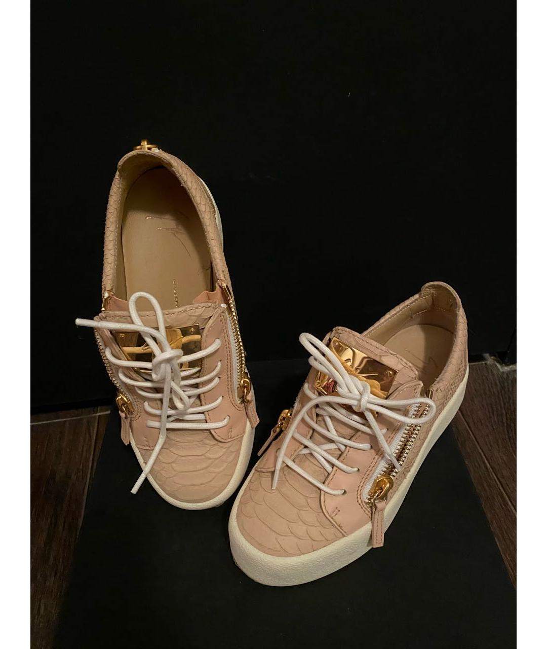 GIUSEPPE ZANOTTI DESIGN Розовые кожаные кеды, фото 4