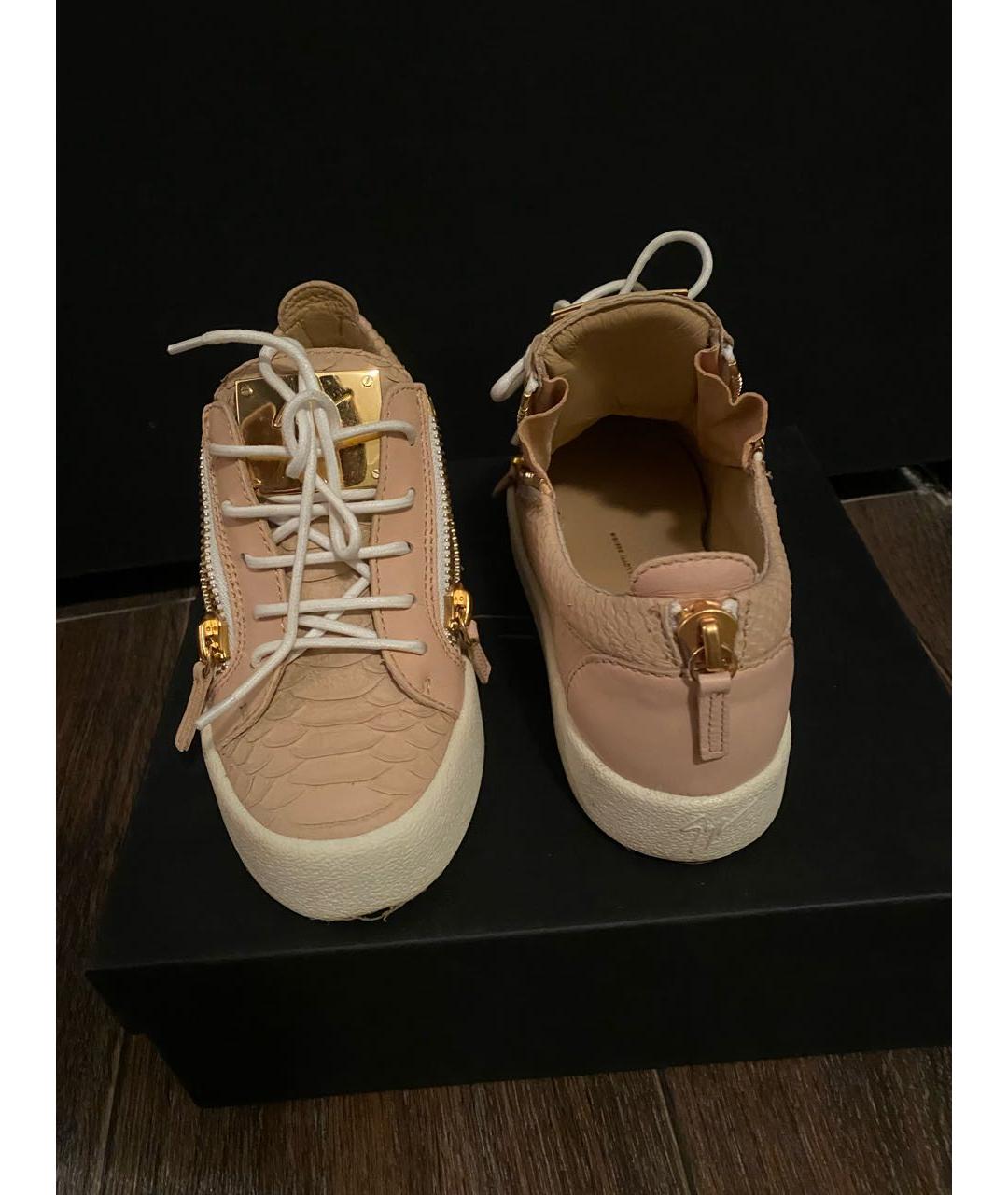 GIUSEPPE ZANOTTI DESIGN Розовые кожаные кеды, фото 3
