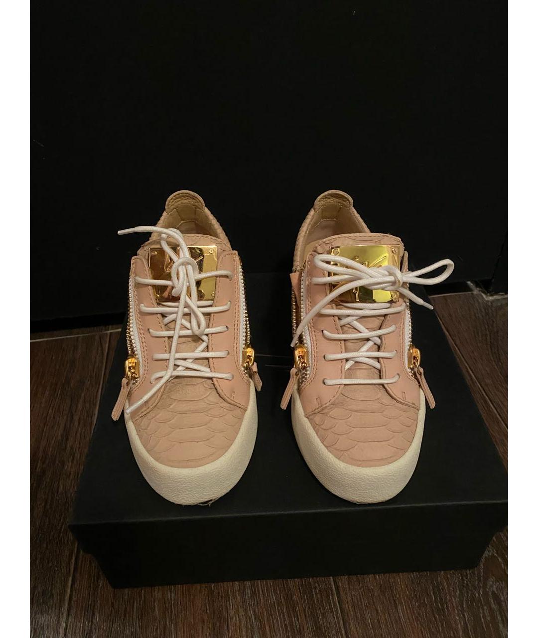 GIUSEPPE ZANOTTI DESIGN Розовые кожаные кеды, фото 2