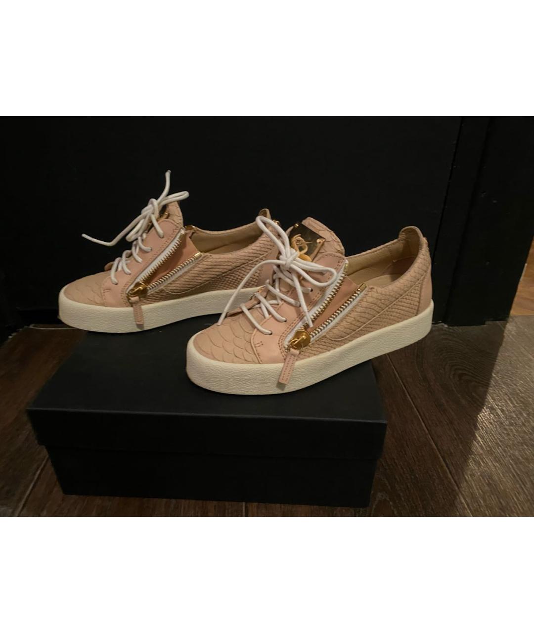 GIUSEPPE ZANOTTI DESIGN Розовые кожаные кеды, фото 5