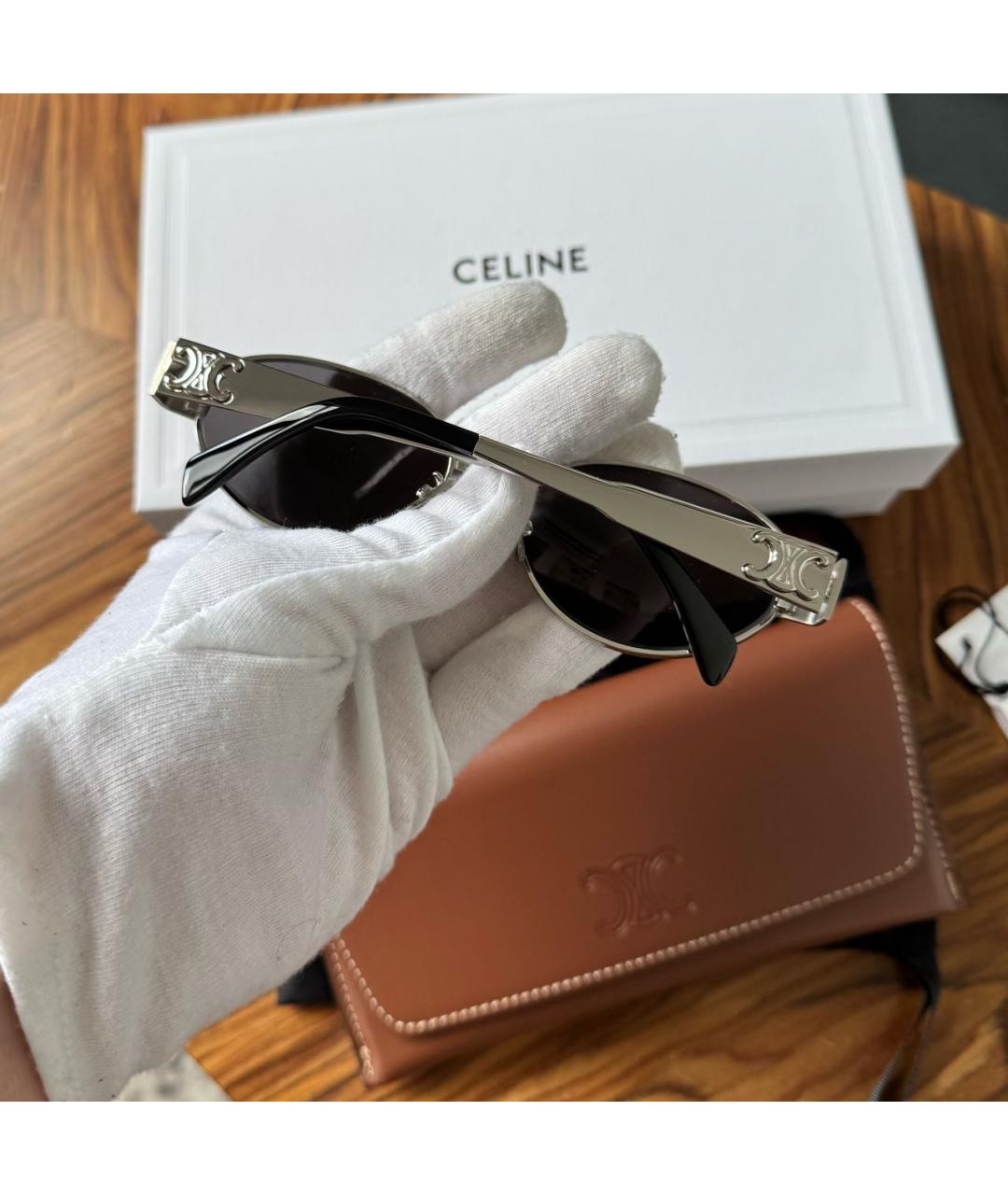 CELINE Серебряные металлические солнцезащитные очки, фото 3