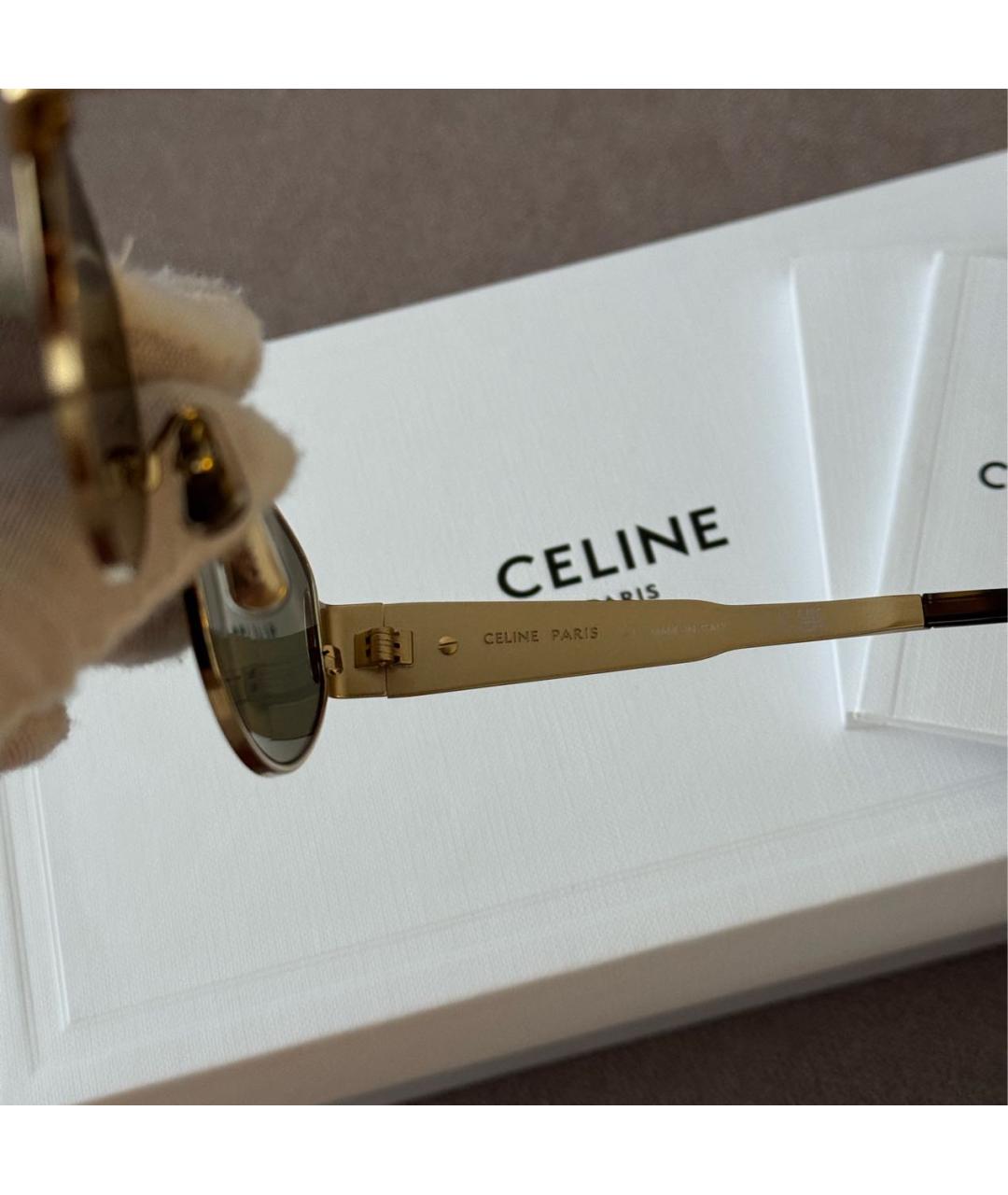 CELINE Золотые металлические солнцезащитные очки, фото 5