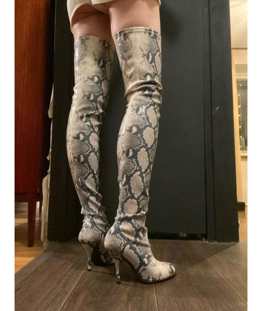 STUART WEITZMAN Антрацитовые текстильные ботфорты, фото 2