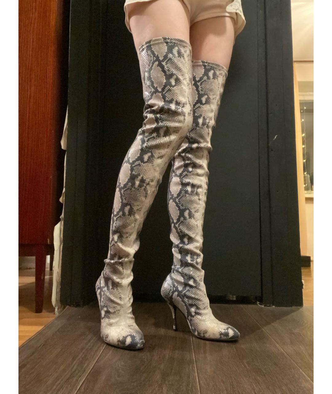 STUART WEITZMAN Антрацитовые текстильные ботфорты, фото 4