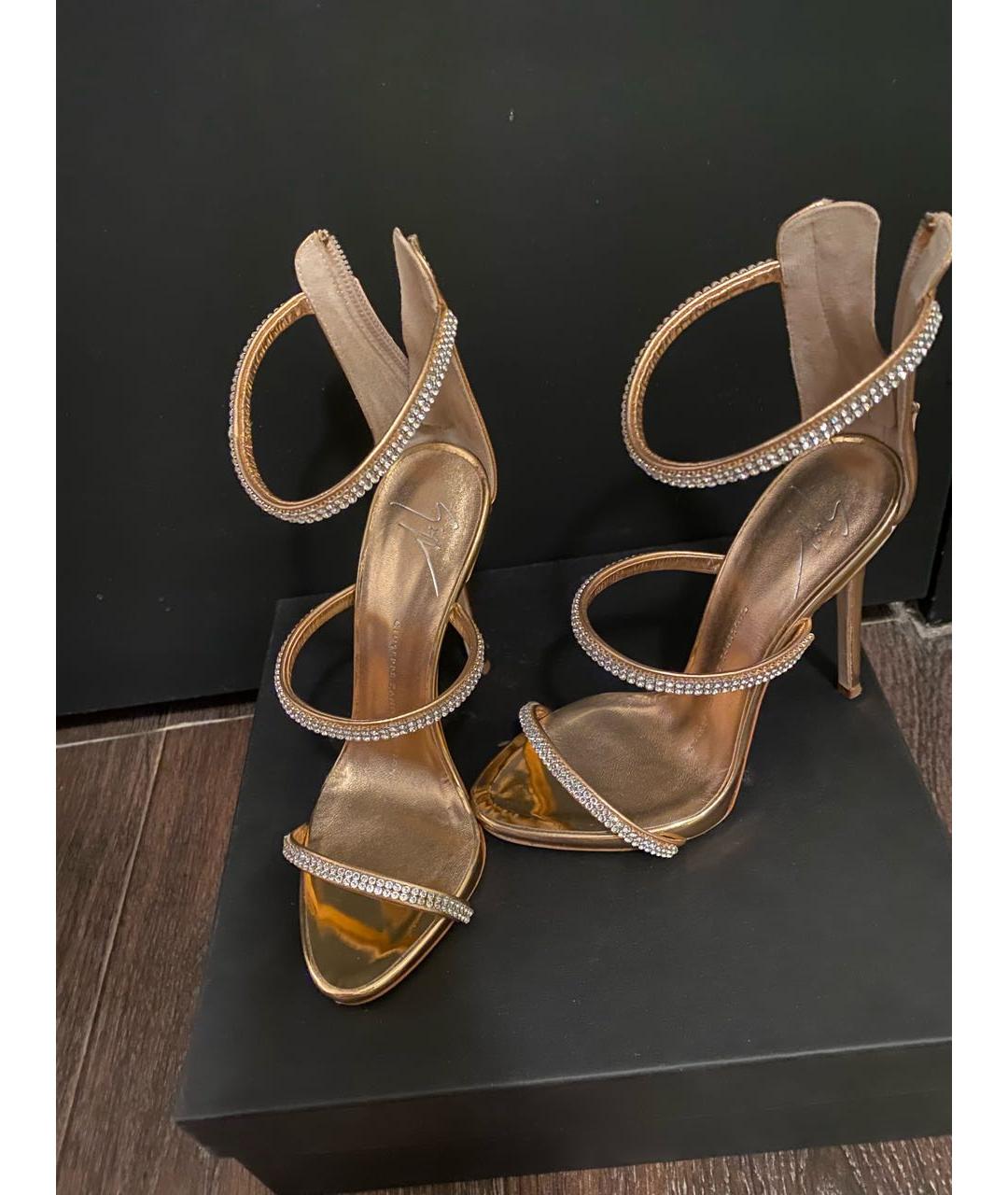GIUSEPPE ZANOTTI DESIGN Золотые кожаные босоножки, фото 5