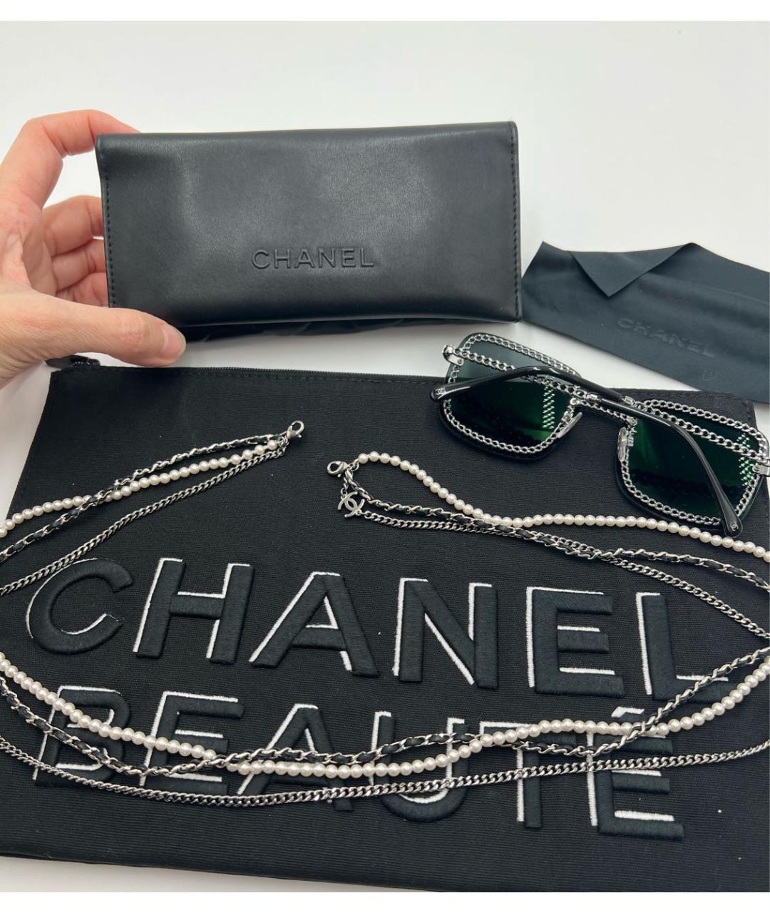 CHANEL Черные металлические солнцезащитные очки, фото 5