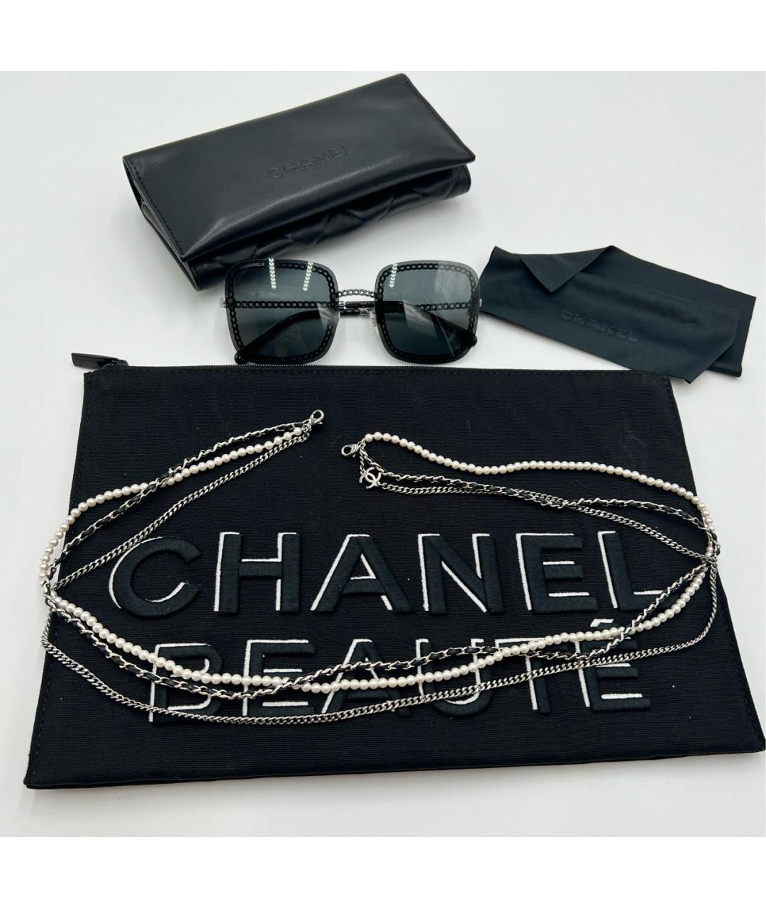 CHANEL Черные металлические солнцезащитные очки, фото 4