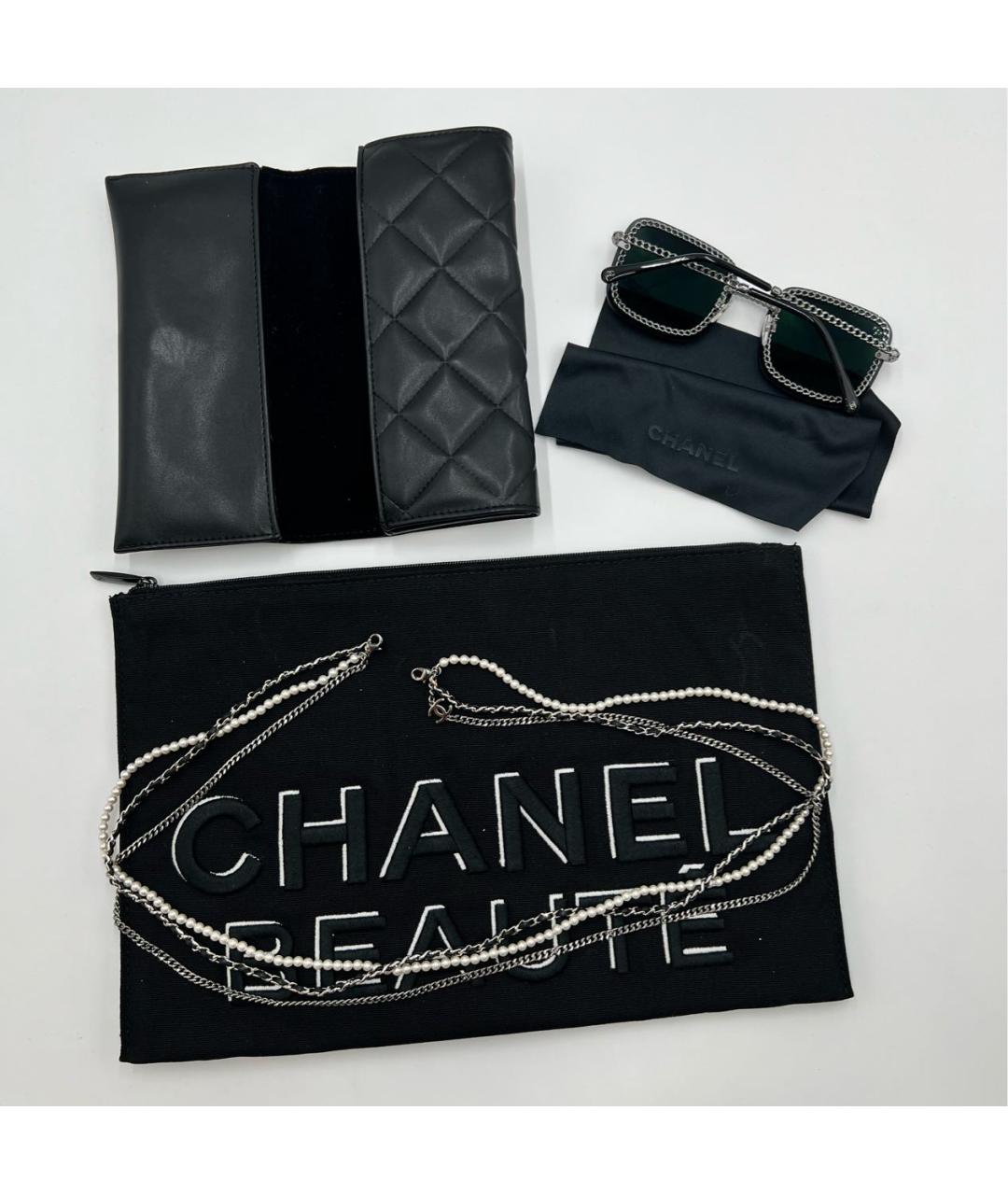 CHANEL Черные металлические солнцезащитные очки, фото 3