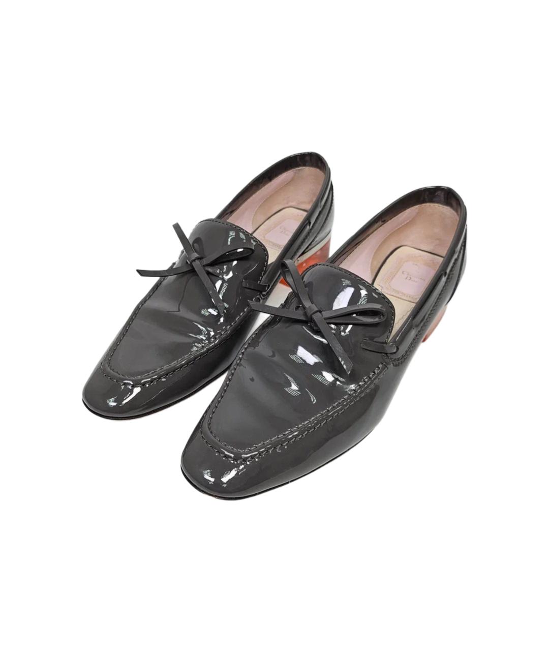CHRISTIAN DIOR Серые лоферы из лакированной кожи, фото 2