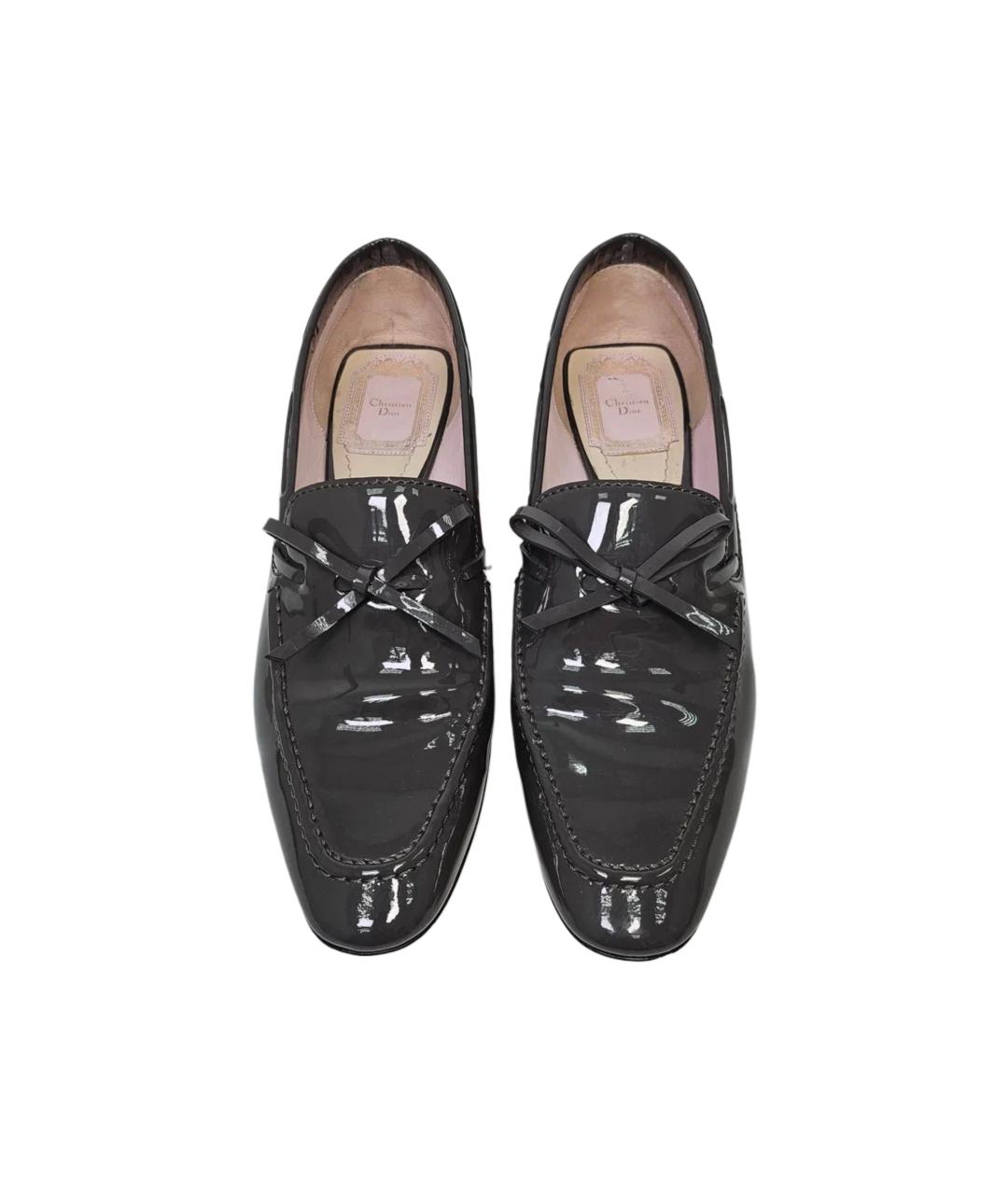 CHRISTIAN DIOR Серые лоферы из лакированной кожи, фото 3