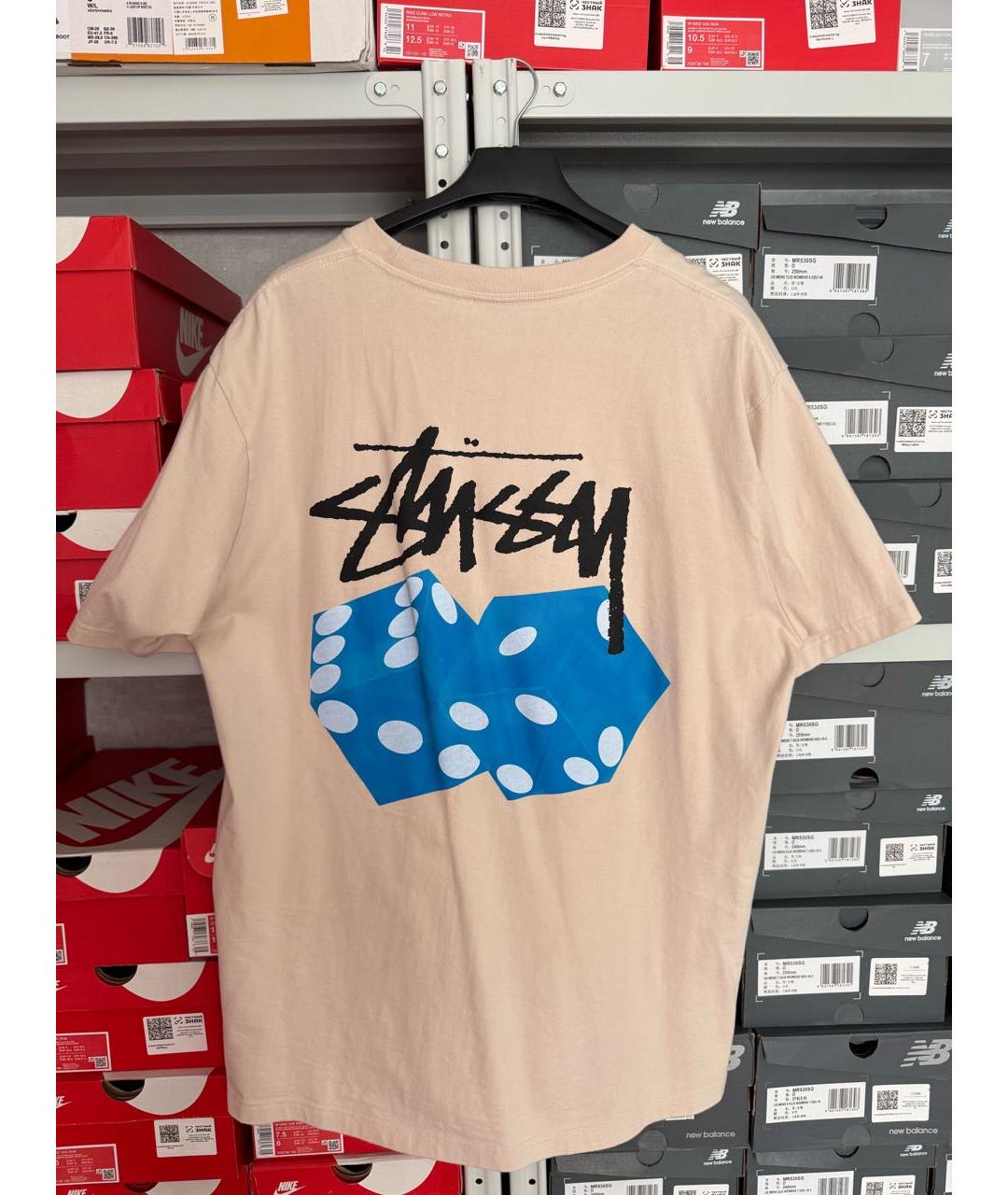 STUSSY Бежевая хлопковая футболка, фото 2