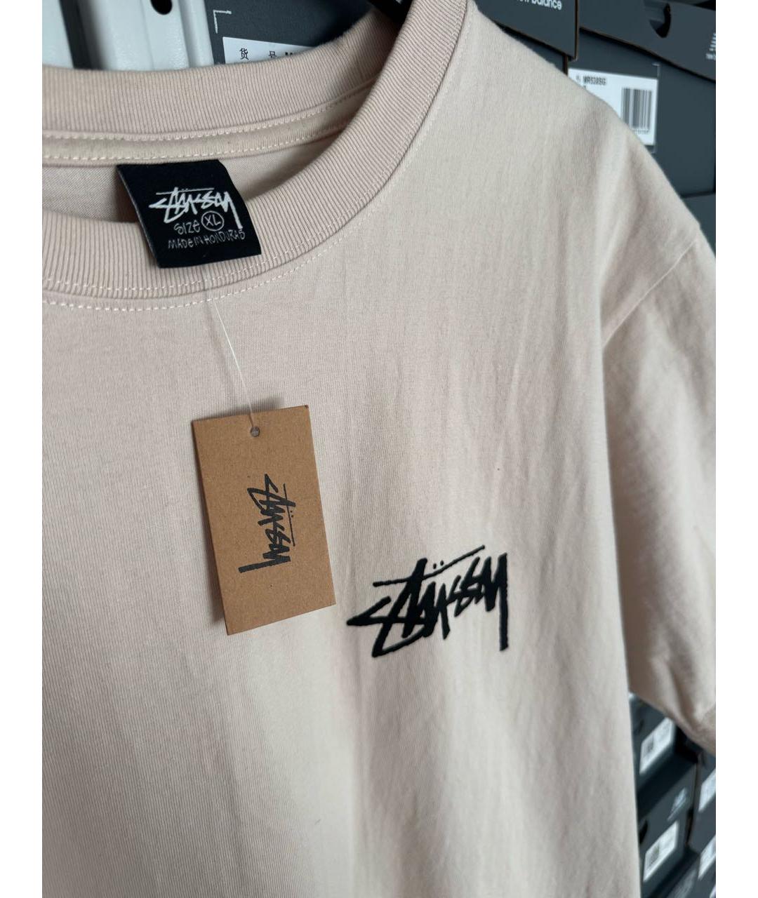 STUSSY Бежевая хлопковая футболка, фото 4