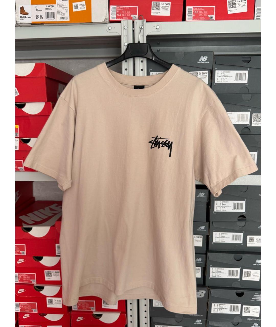 STUSSY Бежевая хлопковая футболка, фото 7