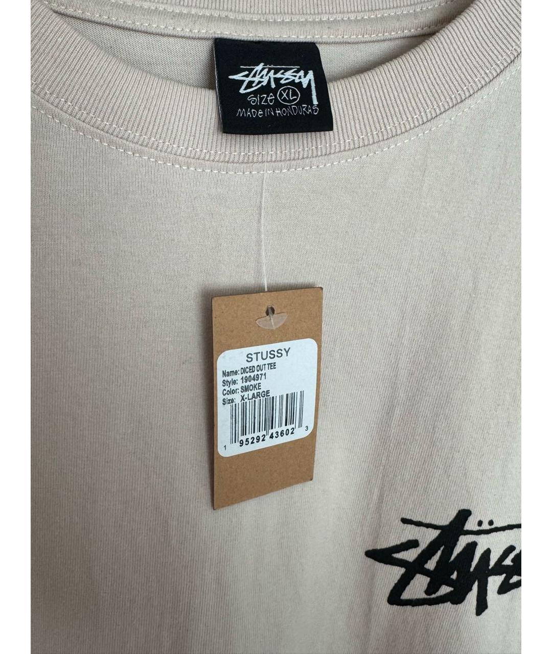 STUSSY Бежевая хлопковая футболка, фото 5