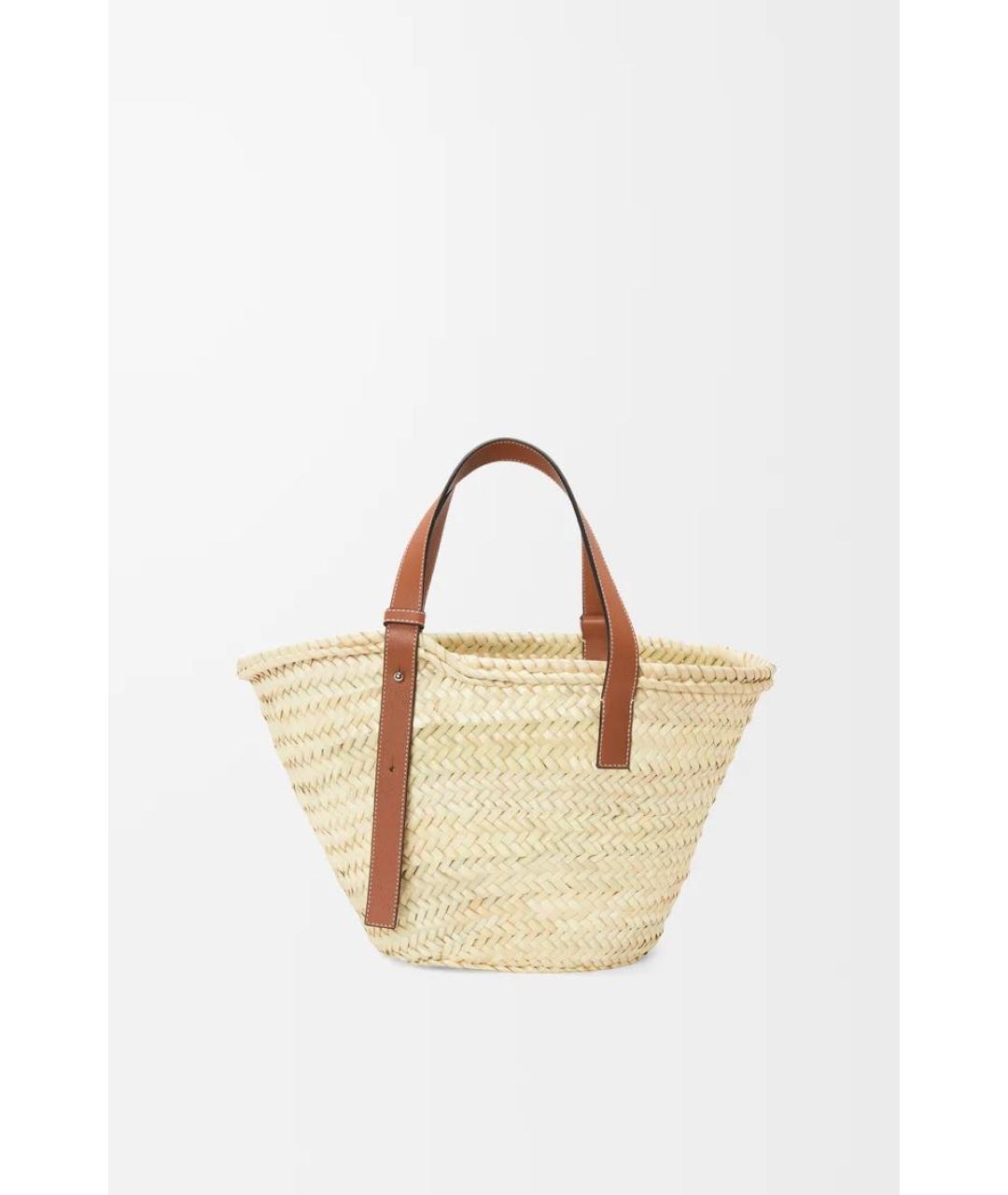 LOEWE Бежевая пелетеная пляжная сумка, фото 3