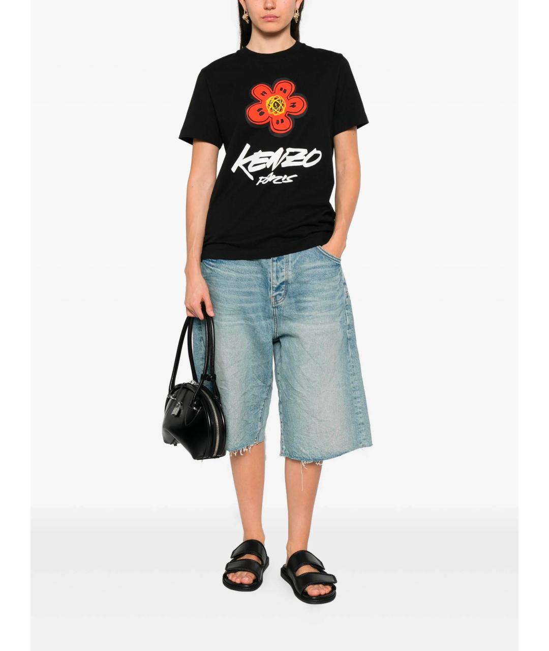 KENZO Черная хлопковая футболка, фото 2