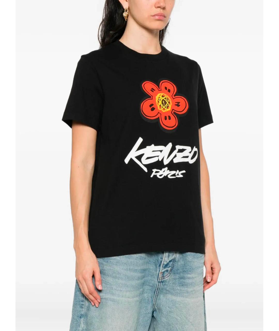 KENZO Черная хлопковая футболка, фото 3