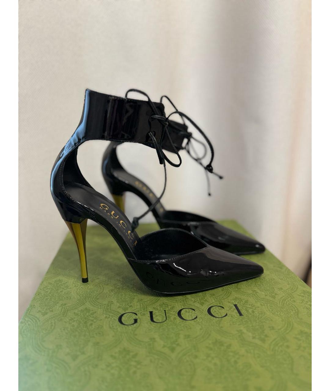 GUCCI Черные кожаные туфли, фото 2