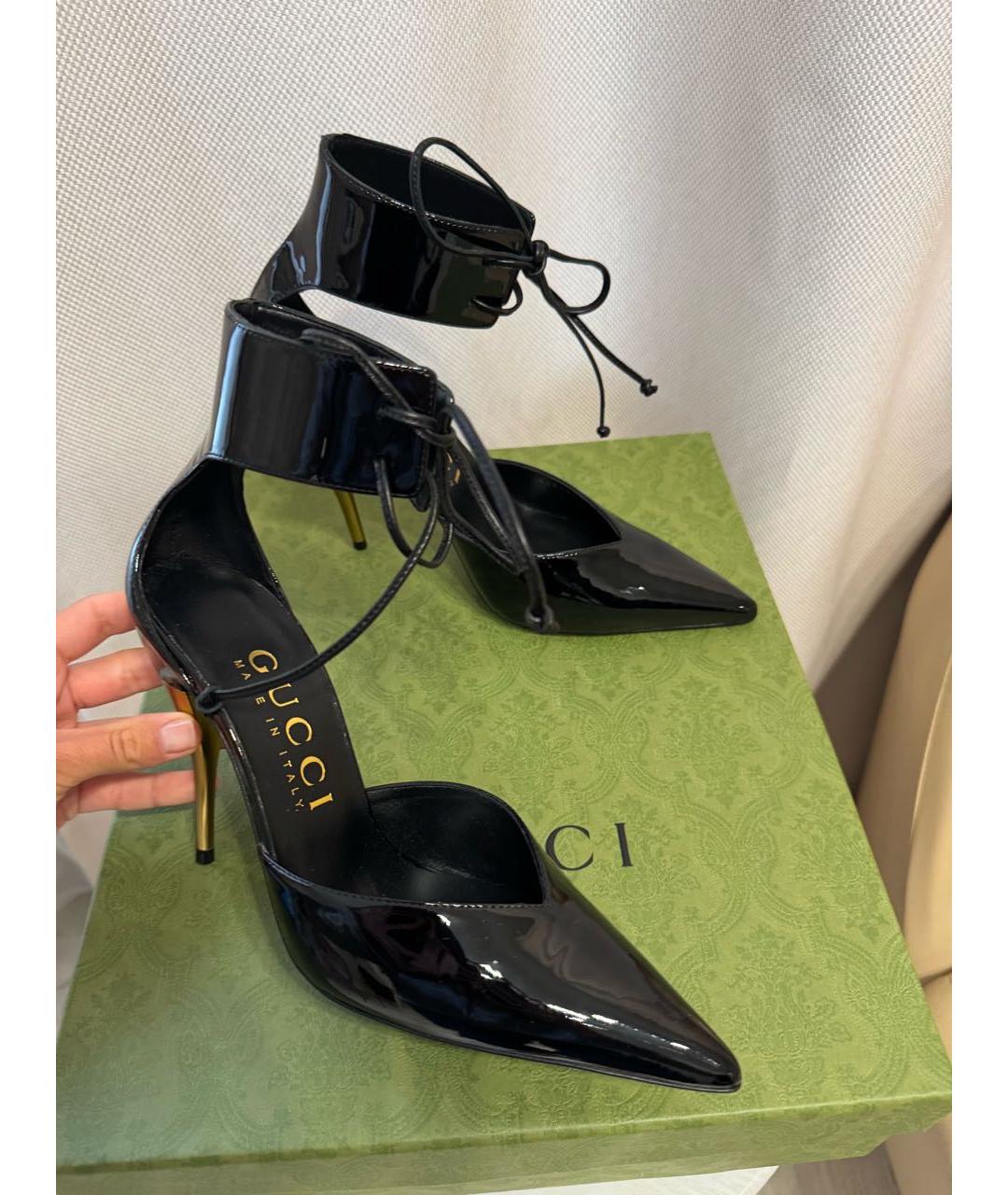 GUCCI Черные кожаные туфли, фото 4